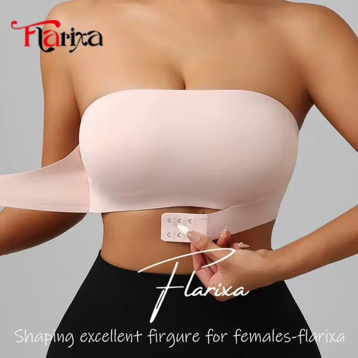 Flarixa femmes sans bretelles sans rembourrage soutien-gorge fermeture avant Bralette Push Up glace 