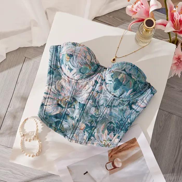Corset à armatures multicolore pour femmes, Sexy, épaules dénudées, contrôle du ventre, haut amincis