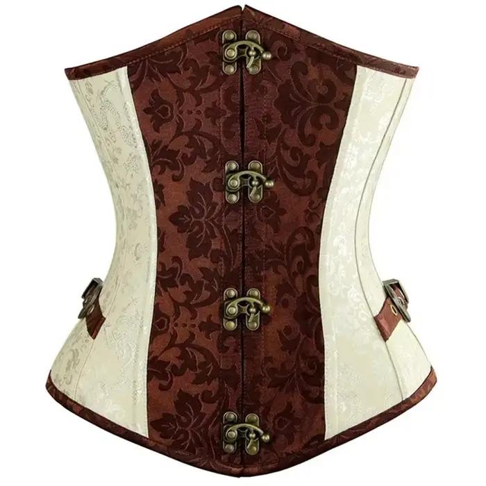 Steampunk hauts Corset femmes gothique Vintage Bustier Jacquard sous le buste Basques corps Shaper t
