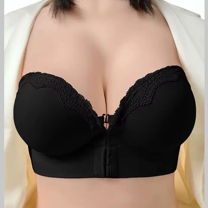 Soutien-gorge push-up ultime 12 cm rembourré à fermeture avant, sans bretelles, décolleté plongeant 