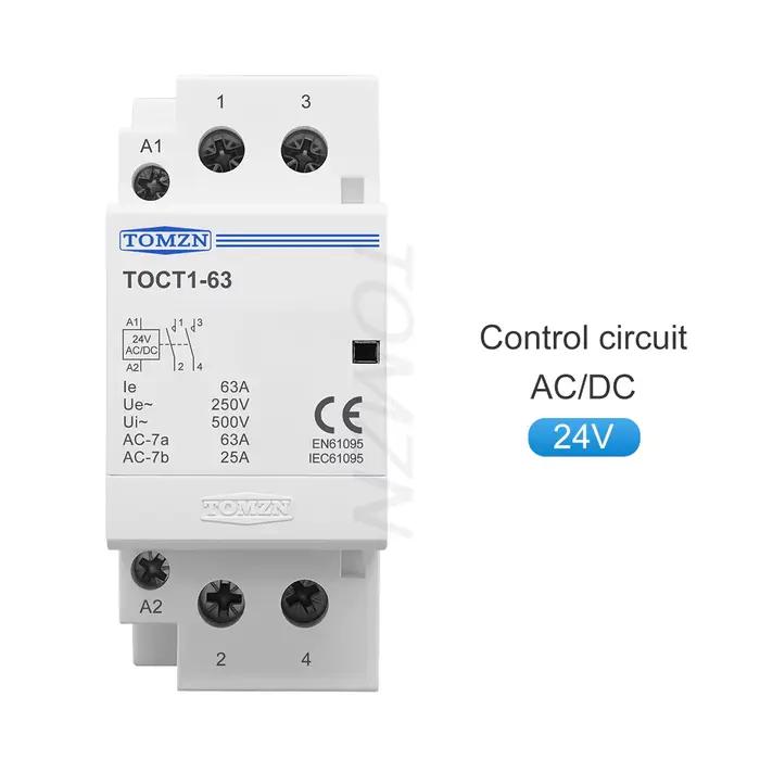 Contacteur monophasé sur rail DIN TOMZN 63A – Commande : AC/DC 24V/110V/230V, Principal : 230V AC, C