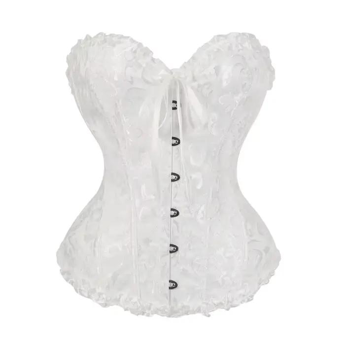 Corset Vintage Jacquard pour Femme, Style Gothique, avec Boucle Frontale, Volants et Nœuds, pour Hal