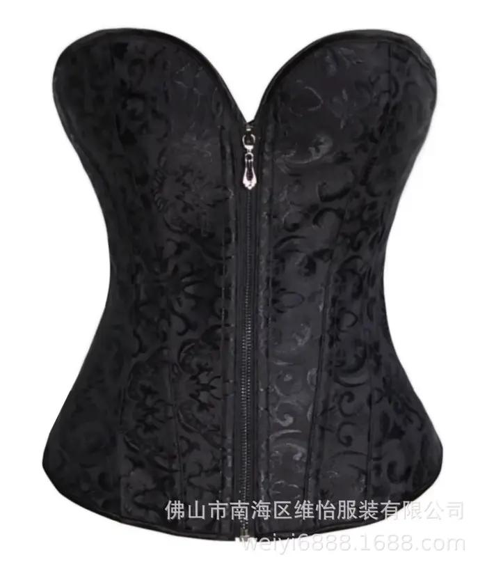 Corset victorien Jacquard avec fermeture éclair, Bustier gothique, surbuste, Lingerie en dentelle, C