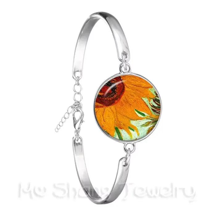 Bracelet nuit étoilée Van Gogh, image artistique, Cabochon en verre de 18mm, chaîne plaquée argent, 