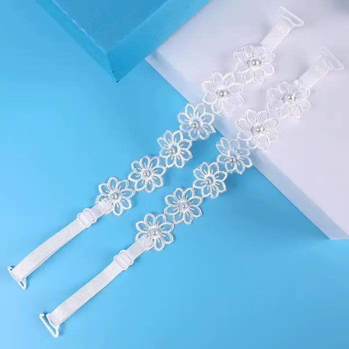 Bretelles de soutien-gorge en dentelle et perles, longueur réglable, texture douce, parfaites pour l