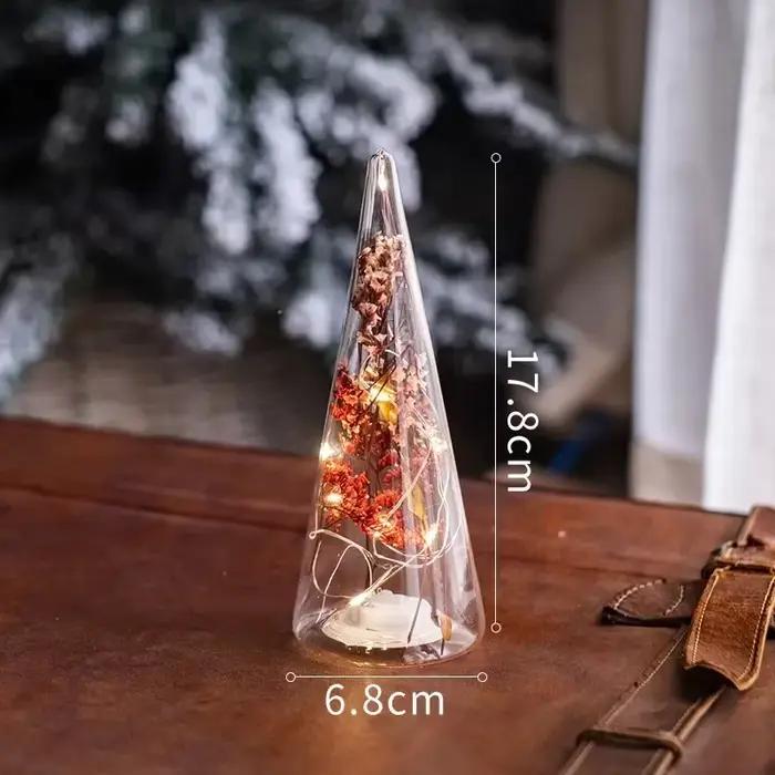 Arbre de noël en verre nacré Led, ornement de table esthétique de luxe moderne, veilleuse scintillan