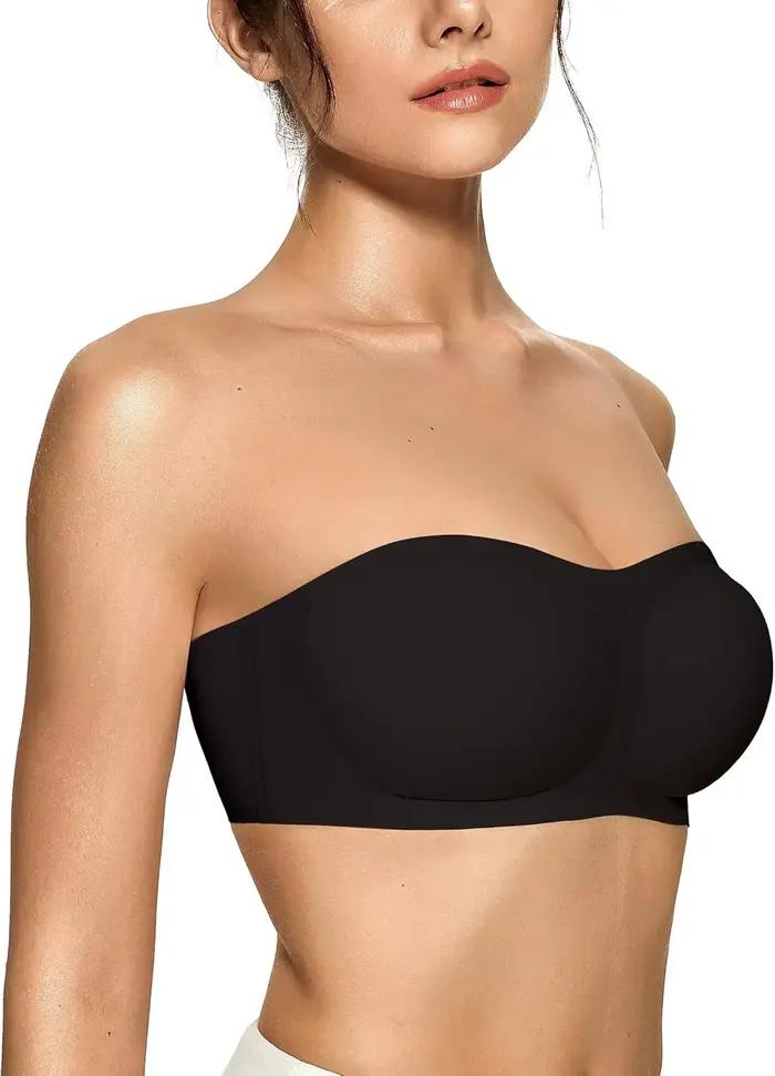 Soutien-gorge bandeau push-up sans bretelles, antidérapant, sans armatures, rembourré, sans coutures