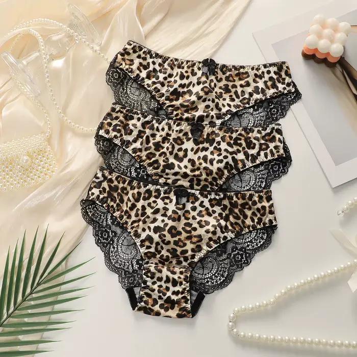 Ensemble de trois pièces de culottes sexy pour femmes à imprimé léopard, style européen et américain