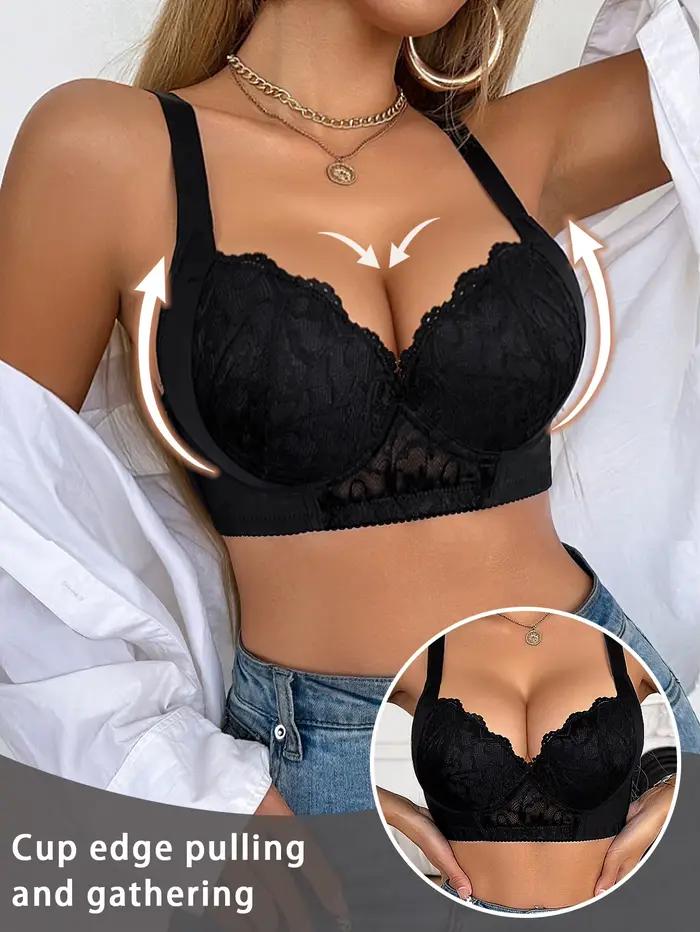 Soutien-gorge push-up en dentelle pour femme, avec armatures, maintien renforcé, bretelles larges, f