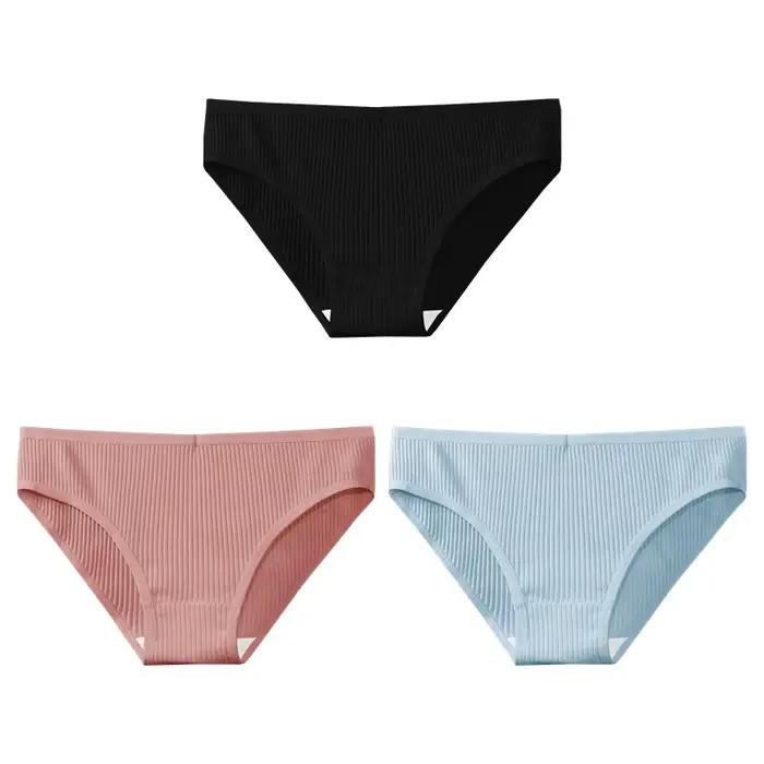 WarmSteps 3 pièces/ensemble femmes coton culottes sous-vêtements femme Lingerie rayé nouveaux sous-v