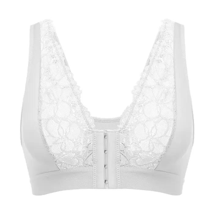 Offre spéciale soutien-gorge de sport transparent à lacets floraux avec fermeture avant et support l