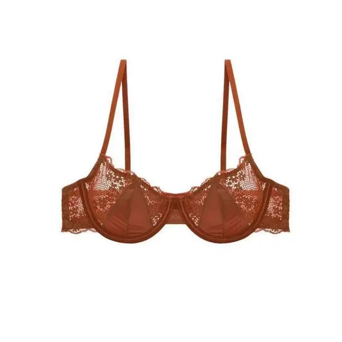 Soutien-gorge intime en maille et dentelle à fleurs, en Satin de soie, Anti-affaissement, Push Up, L