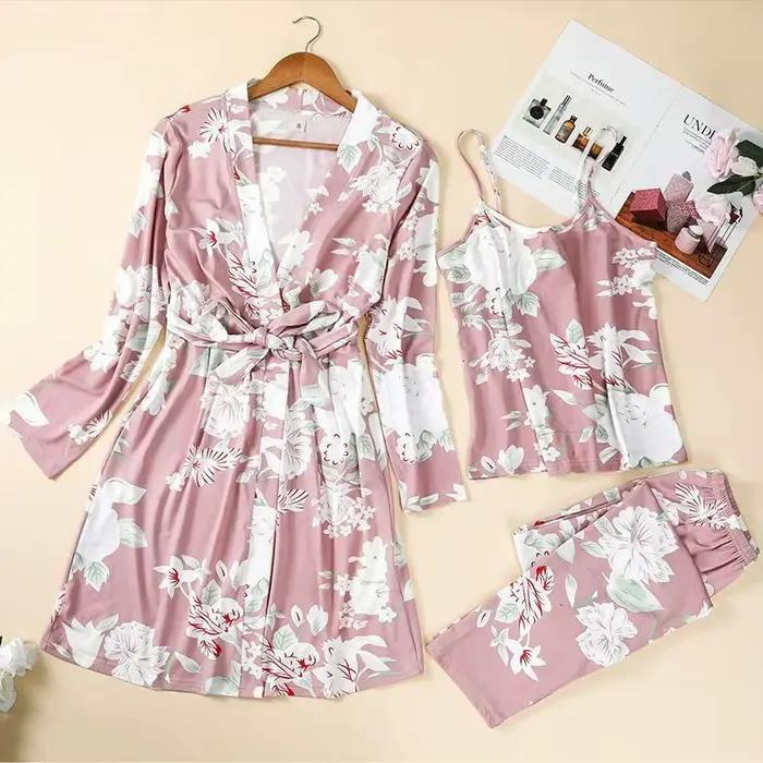 Ensemble pyjama 3 pièces pour femmes, vêtements de maison, Style fin, confortable, décontracté, Simp