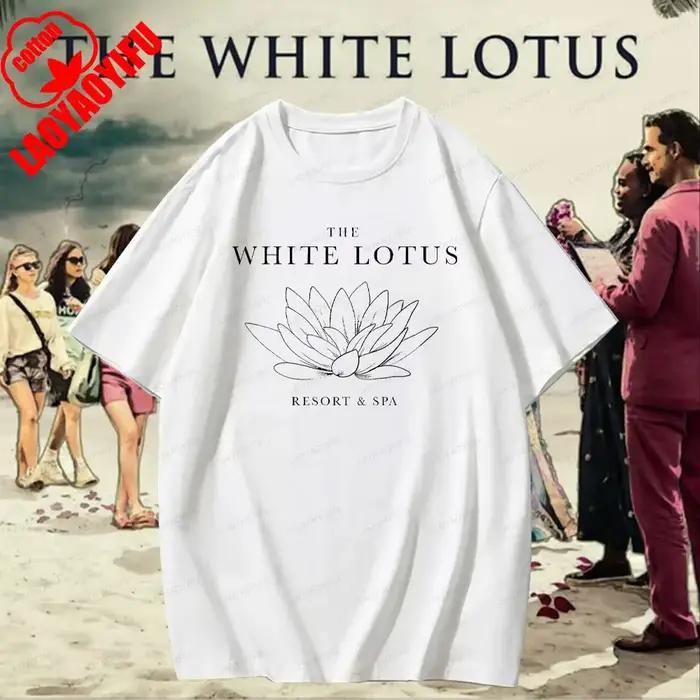 ‌ T-Shirt à col rond 100% coton avec Slogan drôle de la saison du Lotus blanc, avec motifs de émissi