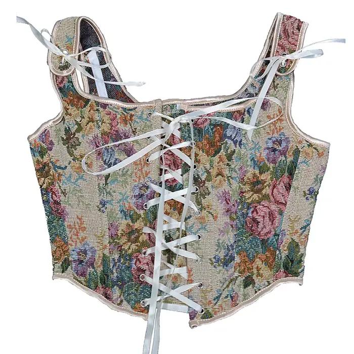 Corsets Vintage à lacets pour femmes, Bustier esthétique, haut court, amincissant pour habiller les 