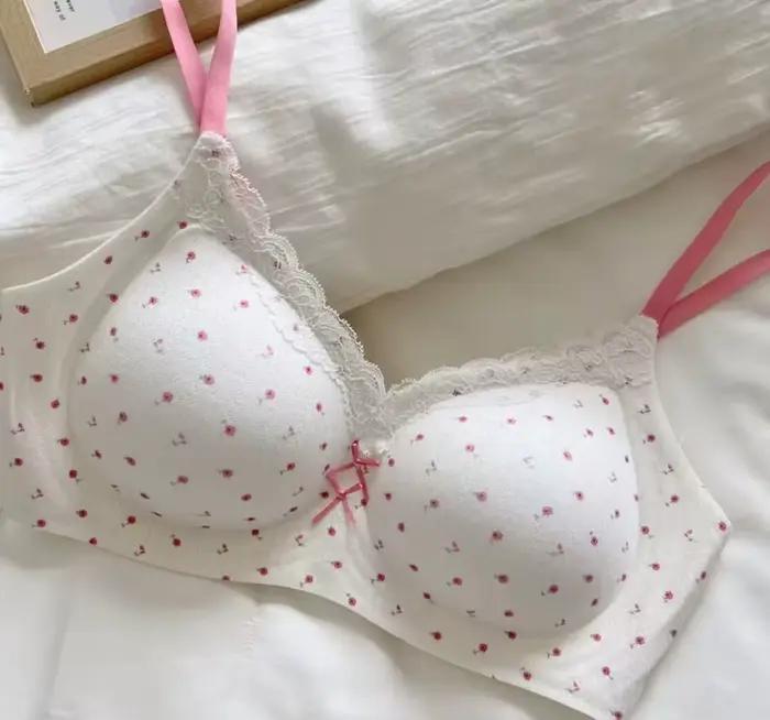 Lingerie en dentelle et à imprimé floral : soutien-gorge push-up pour femmes aux poitrines petites, 