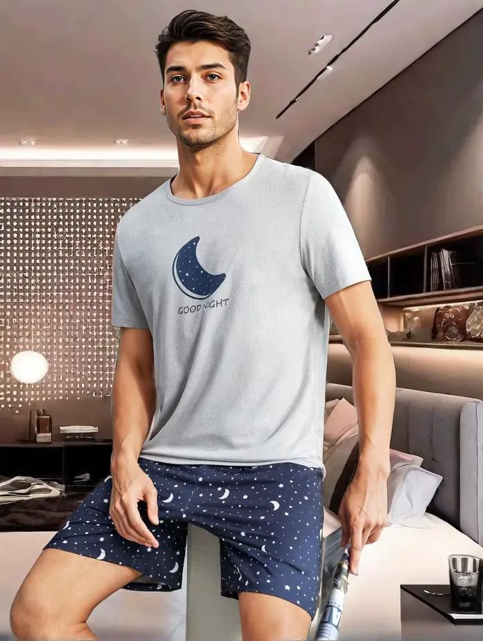 Un ensemble de pyjamas et de vêtements décontractés pour la maison, imprimés lune « Goodnight », vêt