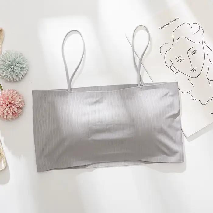 Soutiens-gorge bandeau sans bretelles pour femmes, sous-vêtements sexy sans couture, crop top fémini