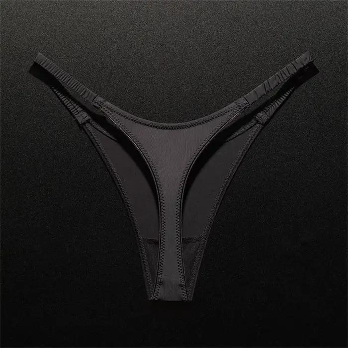String Sexy en soie glacée à fente haute, avec ceinture plissée élastique, culotte de sport «en form