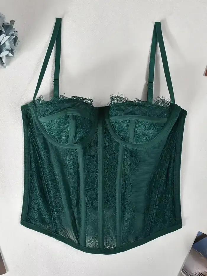 Haut corset sexy en dentelle pour femme, haut corset moulant à baleines, peut être porté en extérieu