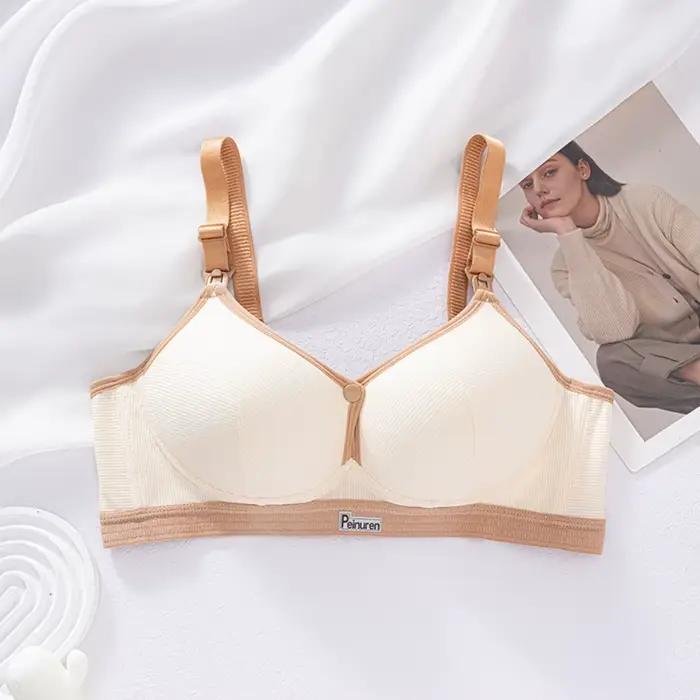 Soutien-gorge d'allaitement en pur coton à double boutonnage, confortable et respirant, avec fines b