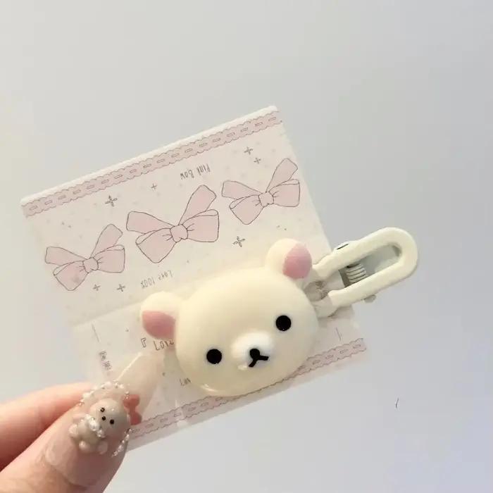 Pince à cheveux mignonne Easy Bear pour filles, accessoire de coiffure Kawaii, pince à franges Lazyb