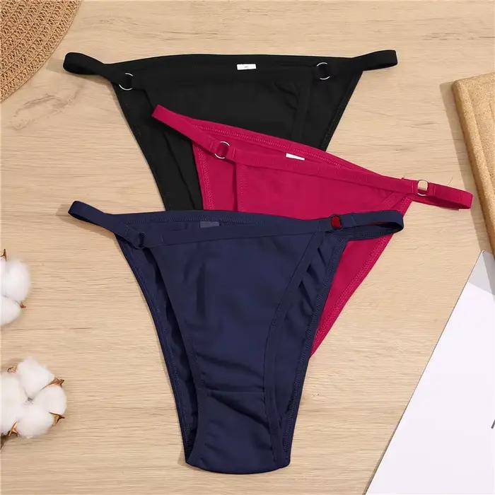 FINETOO 3 pièces/ensemble slips en coton culottes femmes Sexy taille basse sous-vêtements M-2XL dame