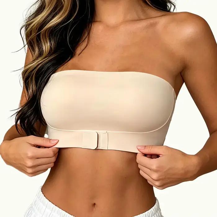 Soutien-gorge sans bretelles pour femme, sans couture, à boucle frontale, sans armatures, antidérapa