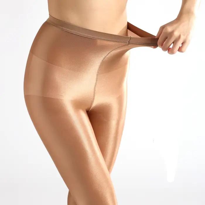 Collants 70d discothèque chanteur Performance huile bas réfléchissants scène collants marron haute q