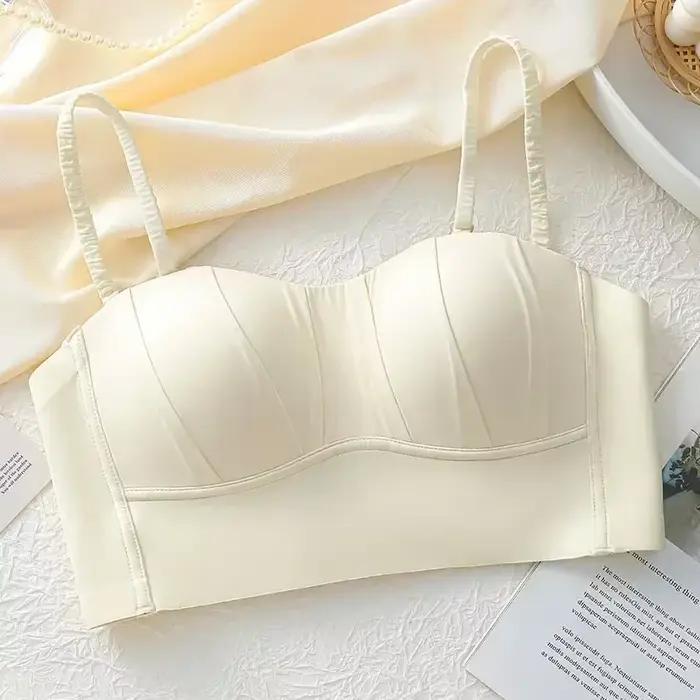 Soutien-gorge french plissé en spandex pour femme, sous-vêtement fin sans armatures et sans couture,