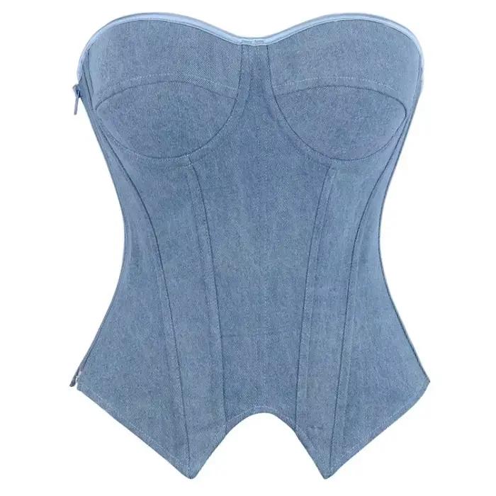 Bustier Sexy hauts sans bretelles pour femmes surbuste Corset dame Corselet Zip mode corps Shaper Co