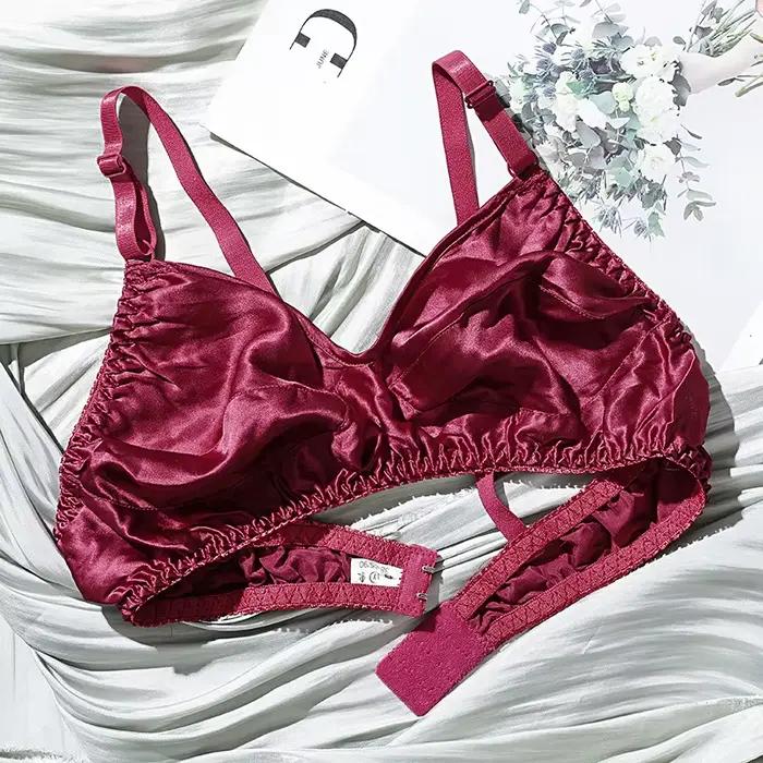 Soutien-gorge en soie Double couche sans armatures, gros seins, couverture complète légère, brassièr