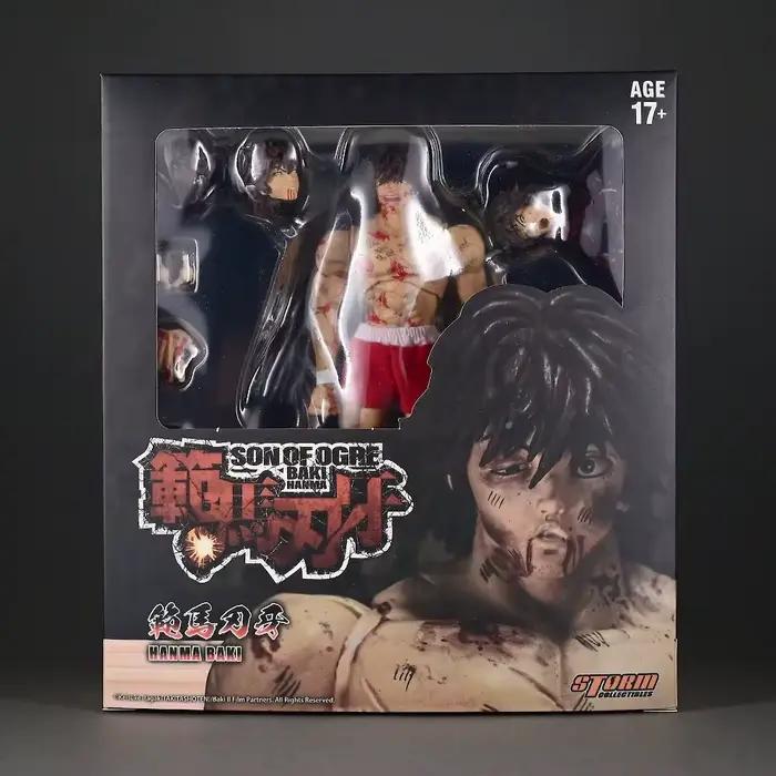 Figurine articulée Baki Hanma Battle Damaged avec têtes et mains interchangeables, modèle anime en b