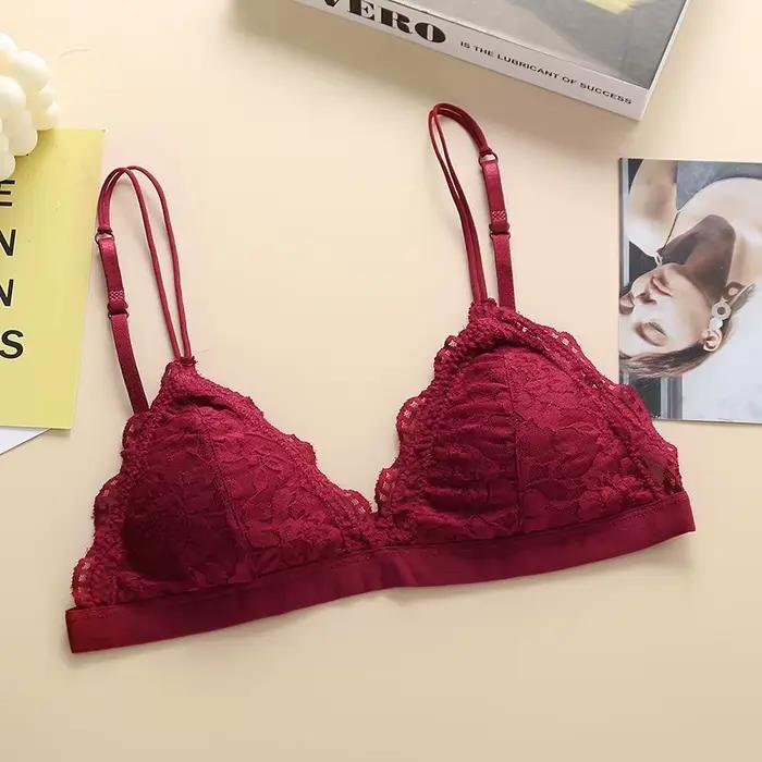 Soutien-gorge Sexy en dentelle, bonnet Triangle, Bralette pour petits seins, sans écart, fine et lég