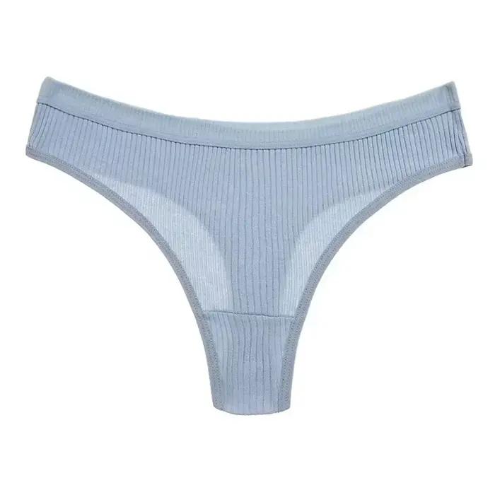 Culotte côtelée sans couture pour femmes, sous-vêtement taille basse, confortable, en coton, sous-vê