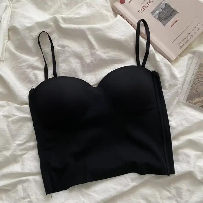 Soutien-gorge débardeur sans couture, doux pour la peau, dos en U, avec coussinet de poitrine fixe, 