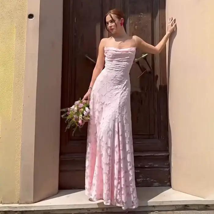 Été 2025 nouvelle robe de soirée dos nu en mousseline de soie Suspendron Sexy tempérament