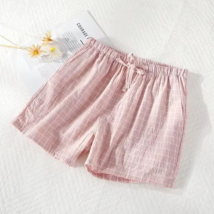 Pyjama 100% coton tricoté pour femme, pantalon doux imprimé de dessin animé, ample, pour la maison, 