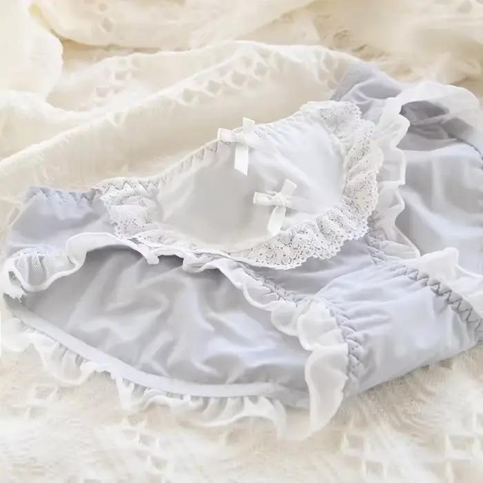 Uniforme Lolita pour femme de chambre, culotte en soie glacée, dentelle foncée, taille moyenne, robe