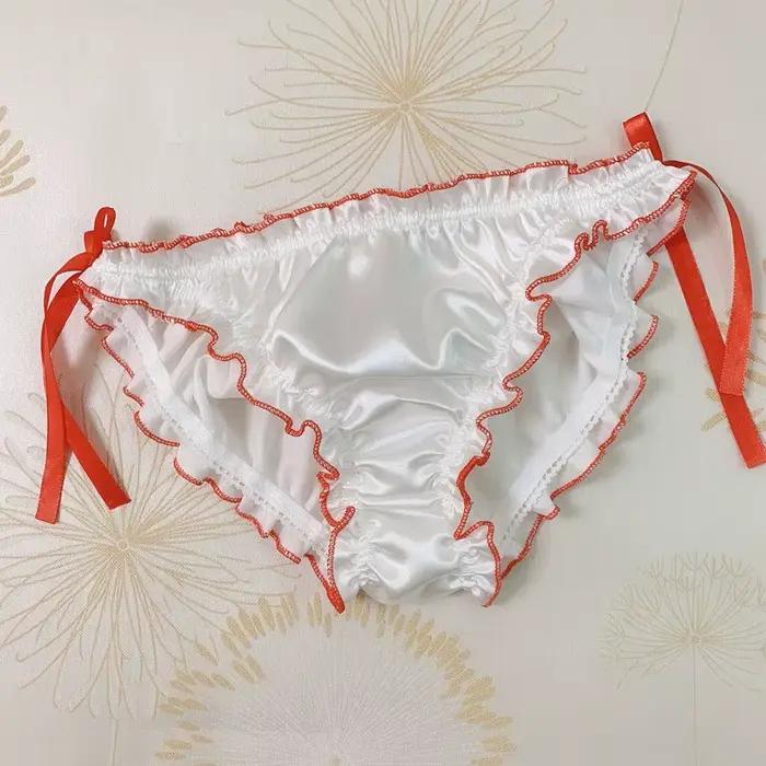 Culotte de jeune fille Kawaii de style japonais pour femmes, lingerie sexy, slip à lacets en satin, 