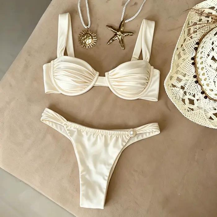 Maillot de bain bikini pour femme, ensemble de maillot de bain à coupe haute, tenue de plage, vêteme