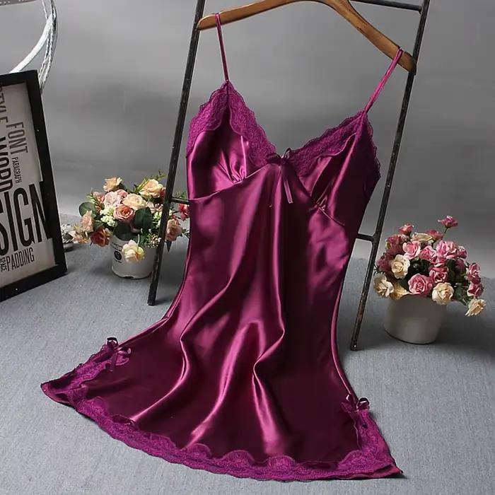 Sexy dentelle Patchwork Camisola Lingerie nuisette robe de mariée vêtements de nuit chemise de nuit 