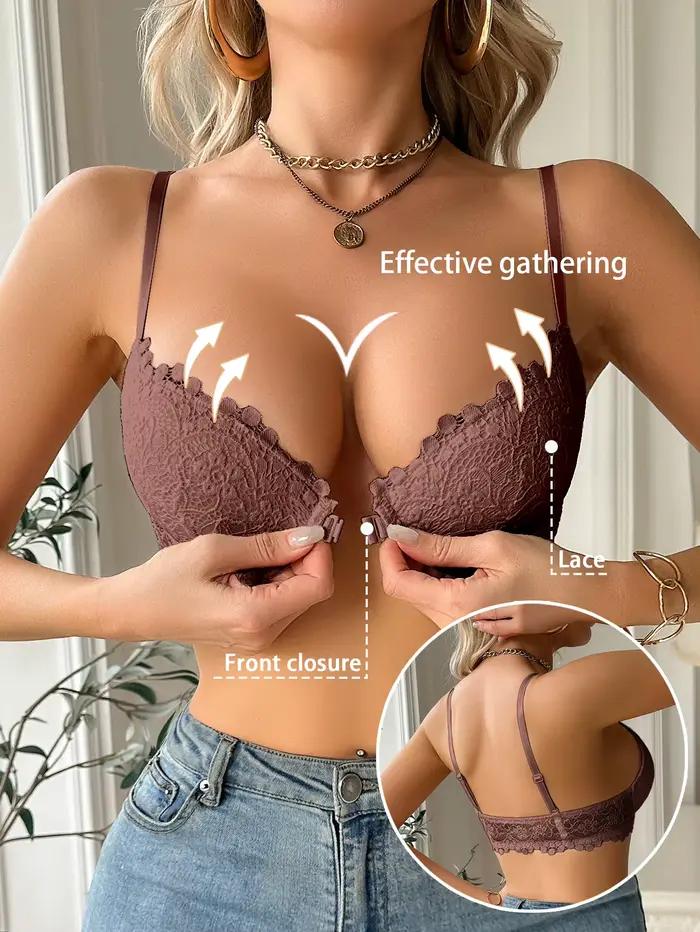 Soutien-gorge en dentelle moderne pour femme, soutien-gorge push-up sexy à fermeture avant, non remb