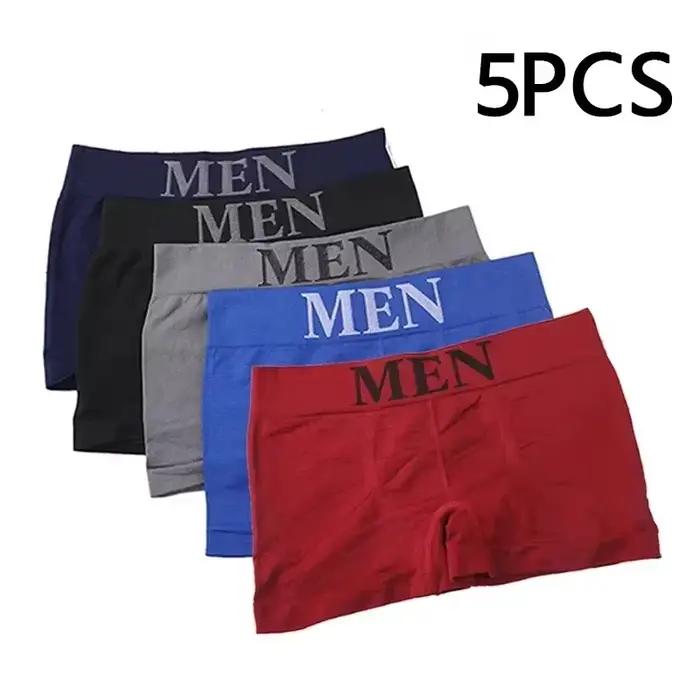 5 pièces Style mince hommes haute élastique couleur unie confortable Boxer slips culottes respirant 