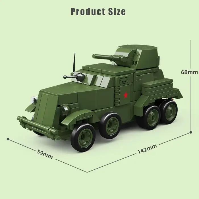 Blocs de construction de véhicules blindés lourds rétro BA-10, échelle 1:35, briques MOC, modèle d'e