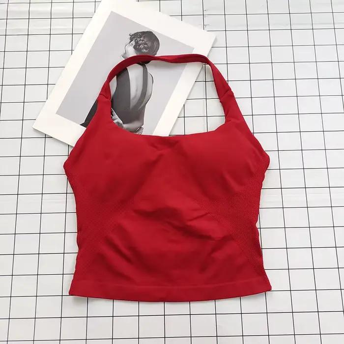 Bralette dos nu à col carré pour femmes, bretelles épaisses, coupe ajustée, coussinets amovibles, ha
