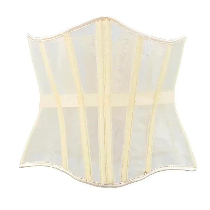 Corset en maille transparente pour femmes, sous le buste, os de poisson, entraîneur de taille, Busti
