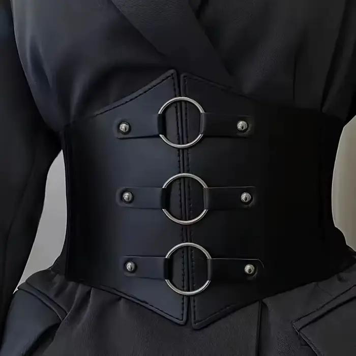 Ceinture Corset en cuir Pu Super large pour femmes, ceinture amincissante, élastique, taille haute, 