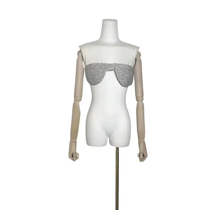 Nouveau Glam chaud Sexy & Club femmes paillettes embelli Luxe Soutache miroitant Bandeau Bikini sout