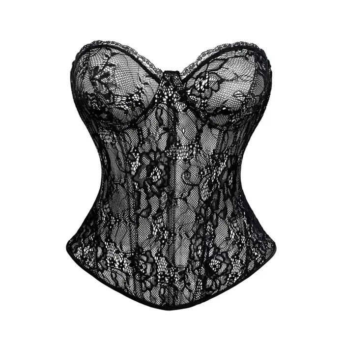 Corset de soirée pour femmes, Vintage, Sexy, dentelle, haut bustier, couleur unie, bustier en arête 